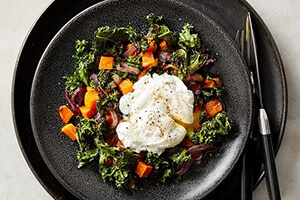 kale and sweet potato hash on a plate